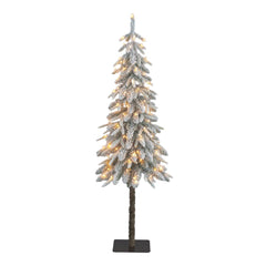 Green Frosted Lodge Christmas Tree with Warm White LEDs (155cm)