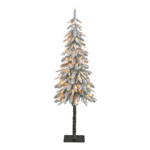Green Frosted Lodge Christmas Tree with Warm White LEDs (155cm)