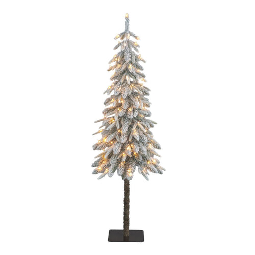 Green Frosted Lodge Christmas Tree with Warm White LEDs (155cm)