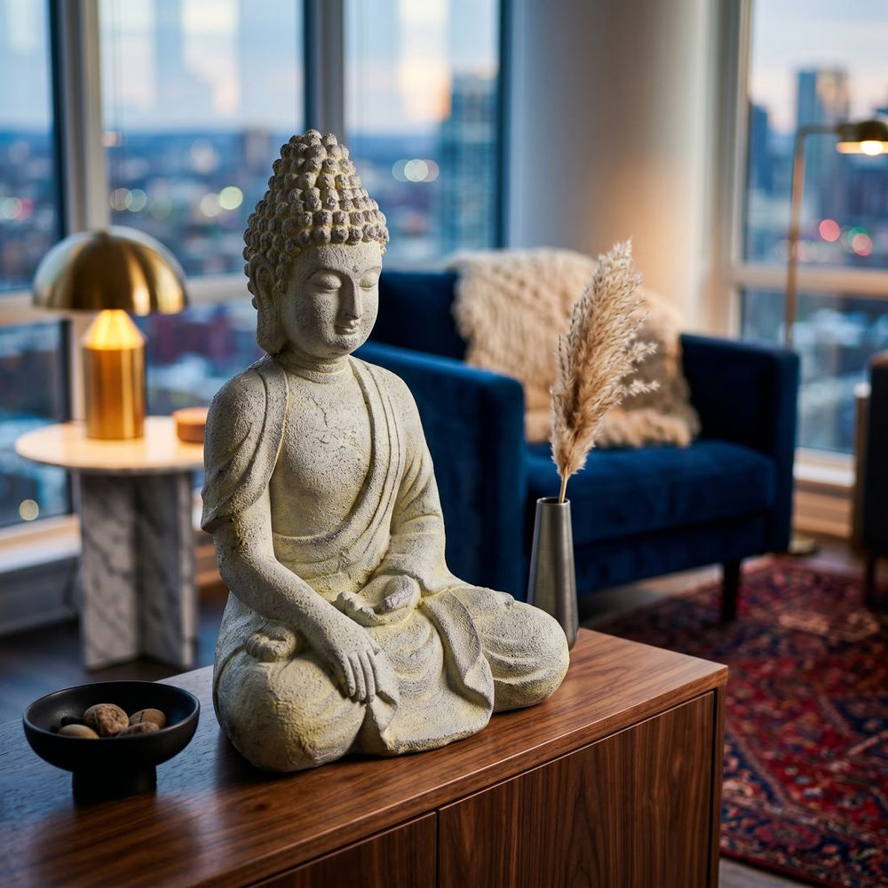Large Grey Decorative Buddha Statue (41 cm)