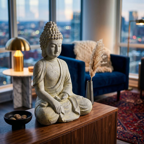 Large Grey Decorative Buddha Statue (41 cm)