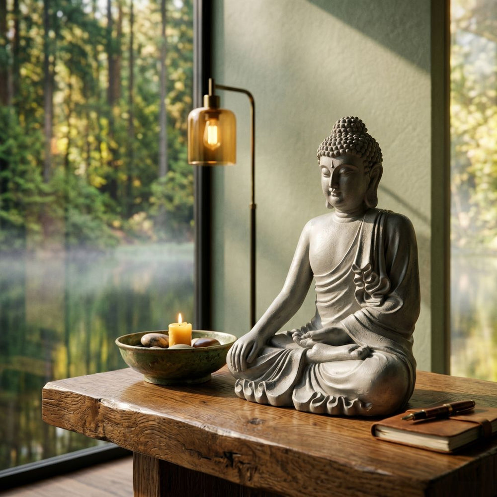 Extra Large Grey Decorative Buddha Statue (93 cm)