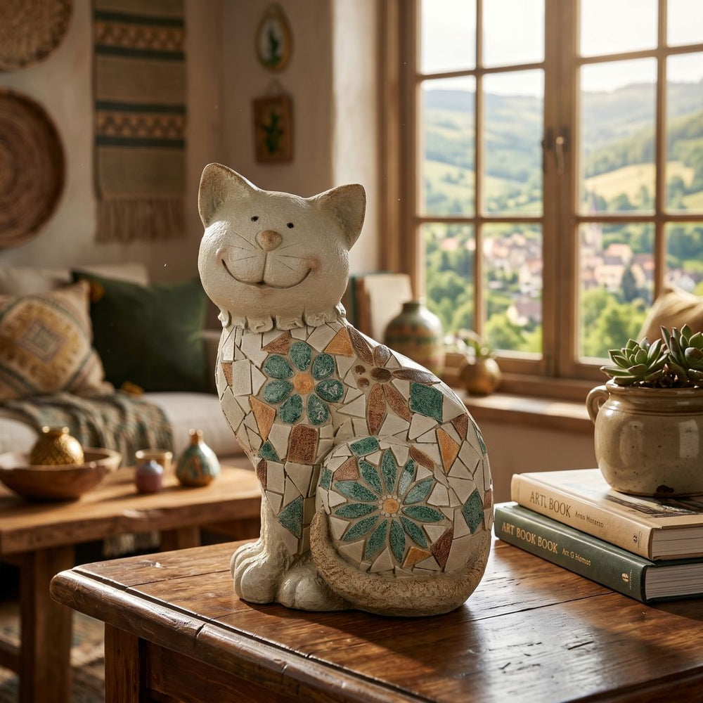 Green Patterned Cat Decoration (34 cm)