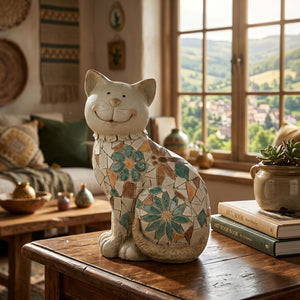 Green Patterned Cat Decoration (34 cm)
