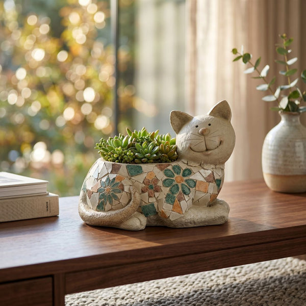 Green Cat Shaped Planter Pot (33 cm)