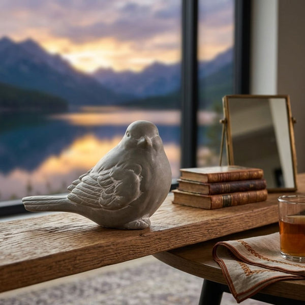 Grey Decorative Bird Figurine (17.5 cm)