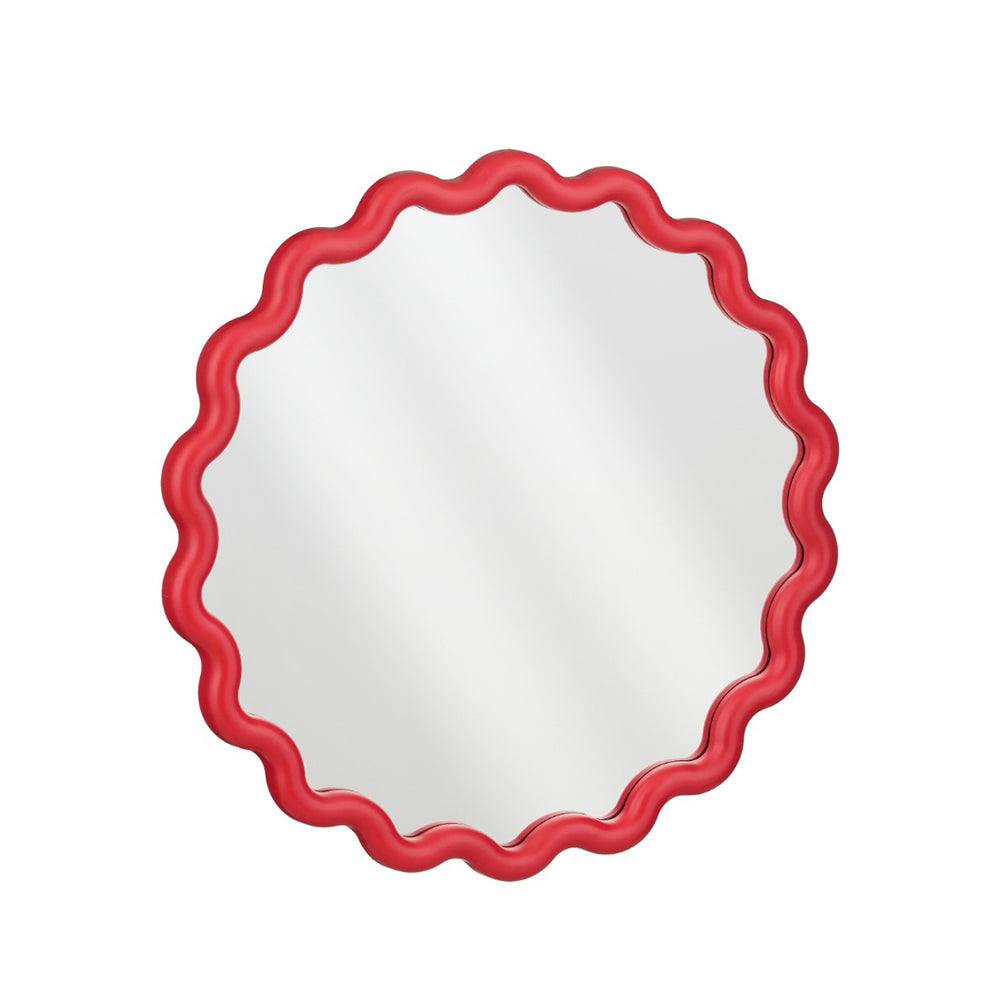 Jude Scalloped Round Red Mirror (49.5 cm)