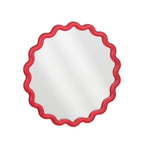 Jude Scalloped Round Red Mirror (49.5 cm)