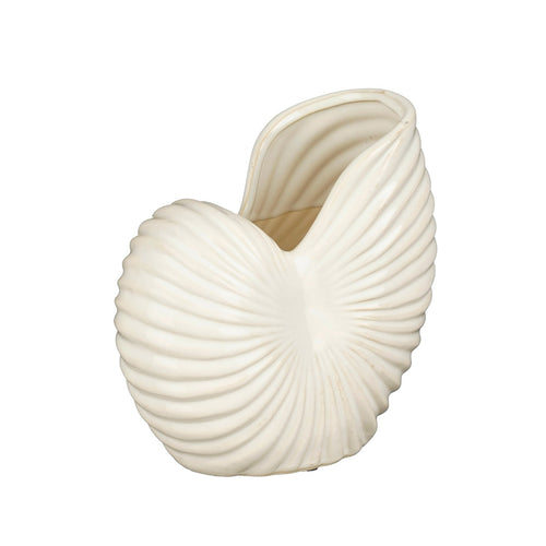 Nautilus Shell Ceramic Vase - Off-White (20 cm)
