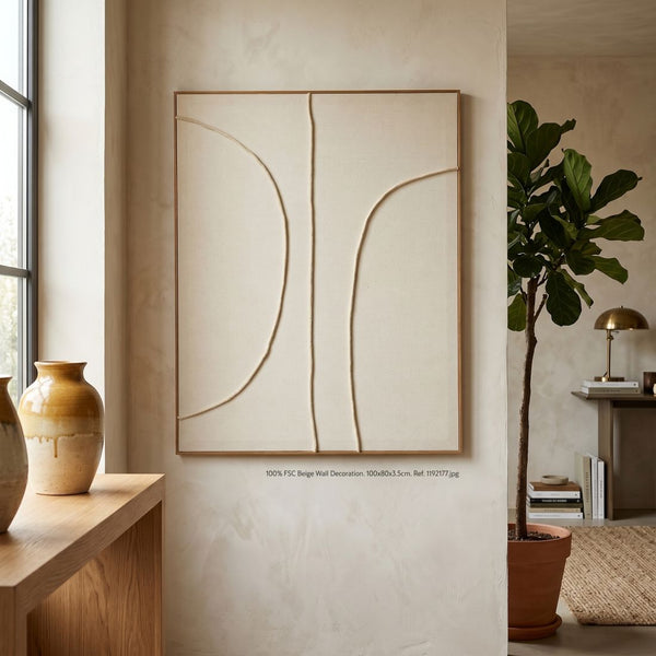 Large Beige Wooden Wall Decoration (100 cm)