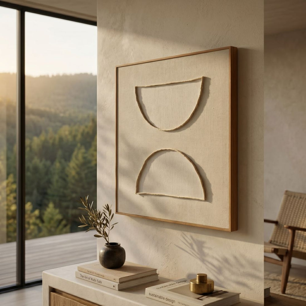 Square Beige Wooden Wall Decoration (60 cm)
