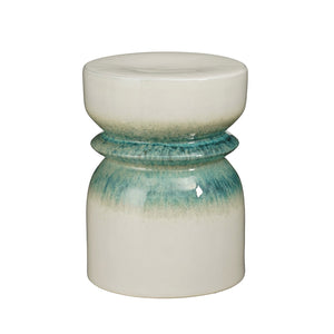 Hourglass Ceramic Ribbed Side Table - Green (45 cm)