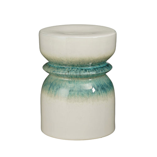 Hourglass Ceramic Ribbed Side Table - Green (45 cm)