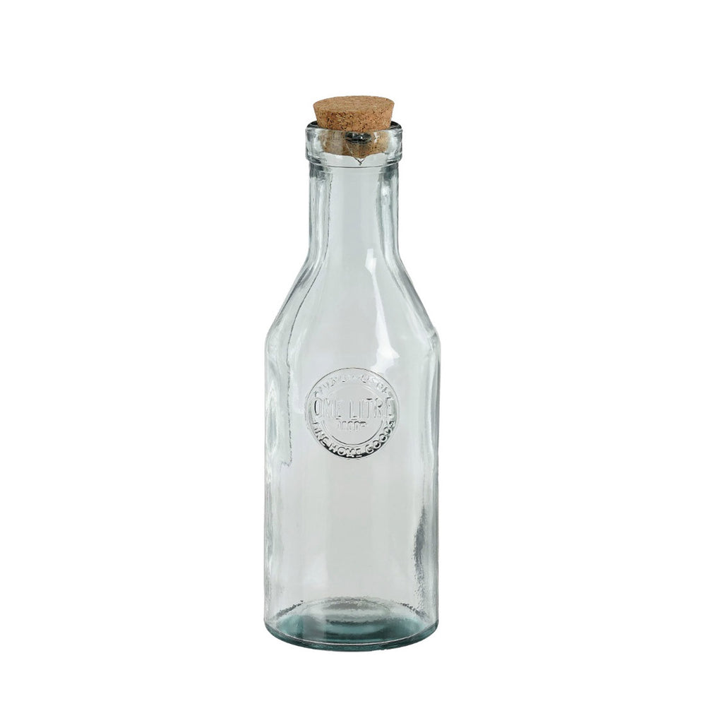 Clear Recycled Glass Bottle with Cork (29 cm)