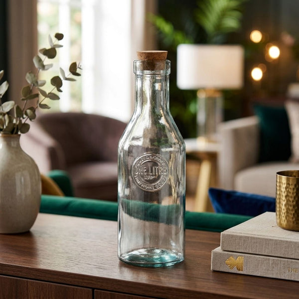 Clear Recycled Glass Bottle with Cork (29 cm)
