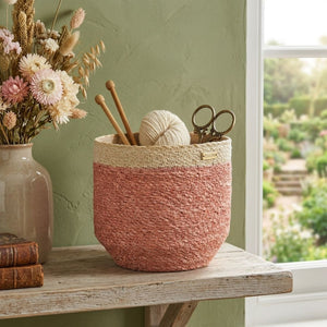 Dain Two-Tone Woven Pink Basket (20 cm)