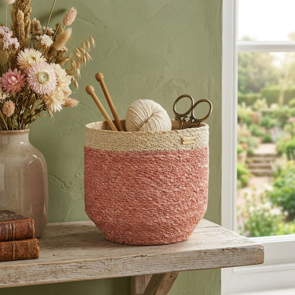 Dain Two-Tone Woven Pink Basket (20 cm)
