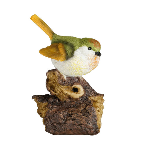 Battery Operated Green Bird Figurine (13 cm)