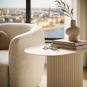 Lux Organic Fluted Off-White Side Table (60 cm)