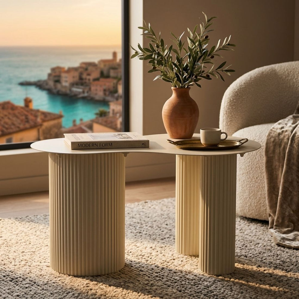 Lux Organic Fluted Off-White Table (80 cm)