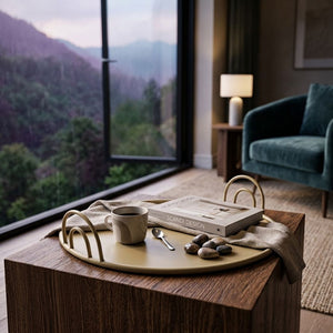 Modern Arched Beige Serving Tray (36 cm)