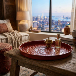 Medina Embossed Red Tray (40 cm)
