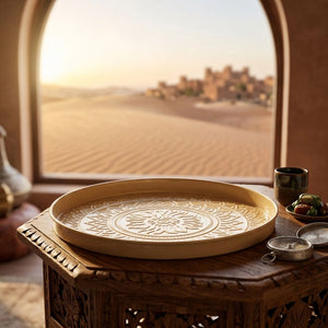 Medina Embossed Beige Tray (30 cm)