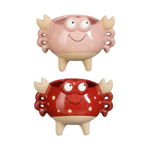 Quirky Ceramic Crab Planter (18 cm) - Each At