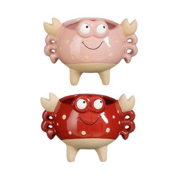 Quirky Ceramic Crab Planter (18 cm) - Each At