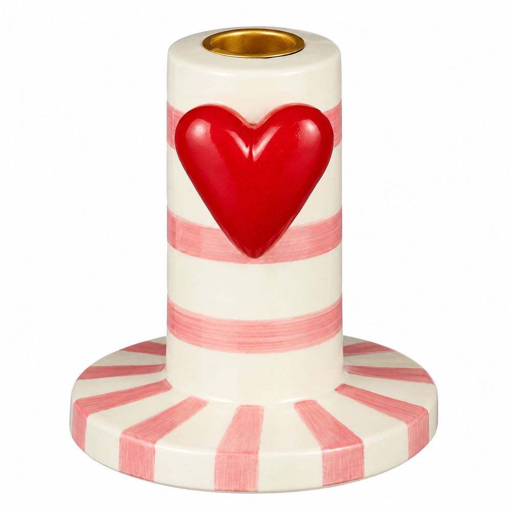 Lissy candleholder star heart pink white 2 assorted - l10,5x - each at