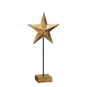 Decoration star gold antique FSC 100% - l17xw7,5xh36cm