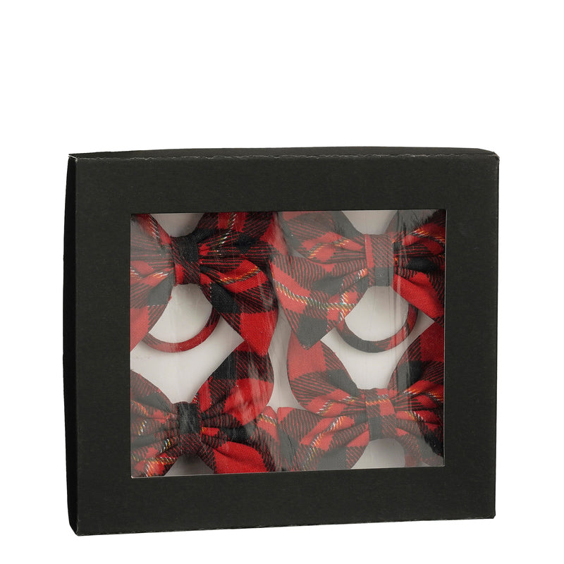 Napkin ring bow red 4 pieces - l10xw9xh4cm