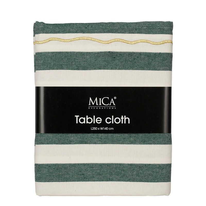 Table cloth stripes green - l250xw140cm