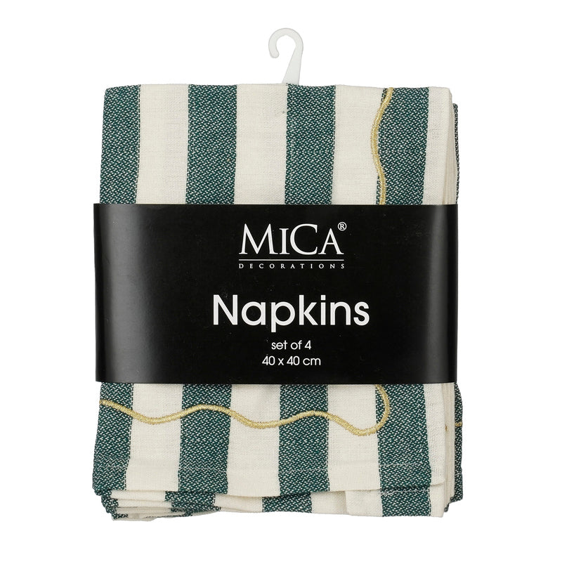 Napkin stripes green 4 pieces - l40xw40cm