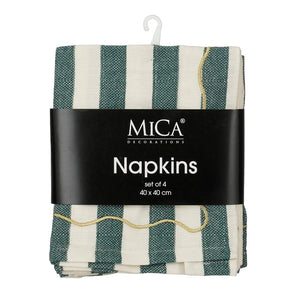 Napkin stripes green 4 pieces - l40xw40cm