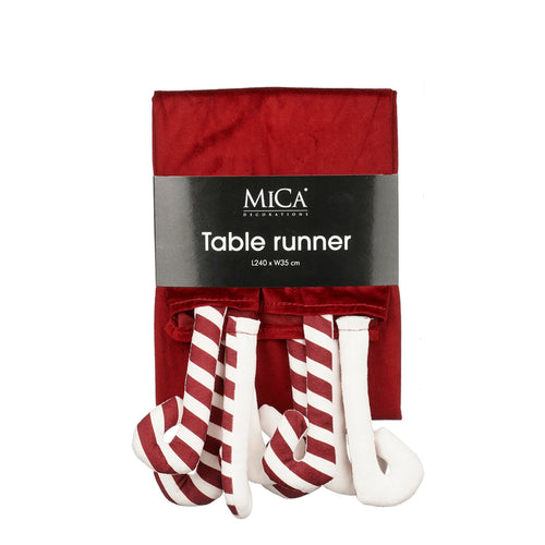 Tablerunner candy cane d. red - l240xw35cm