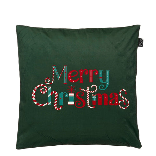 Cushion merry christmas green - l45xw45xh16cm