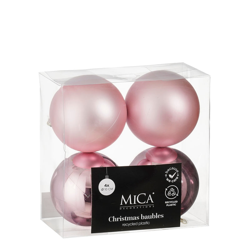 Bauble unbreakable pink 4 pieces - d10cm