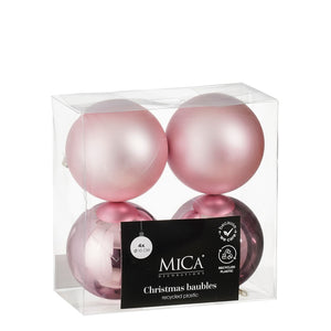 Bauble unbreakable pink 4 pieces - d10cm