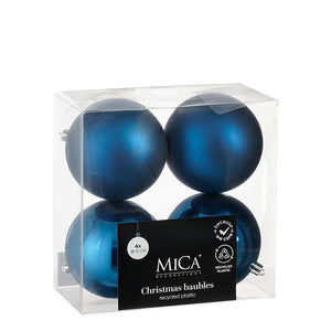 Bauble unbreakable d. blue 4 pieces - d10cm