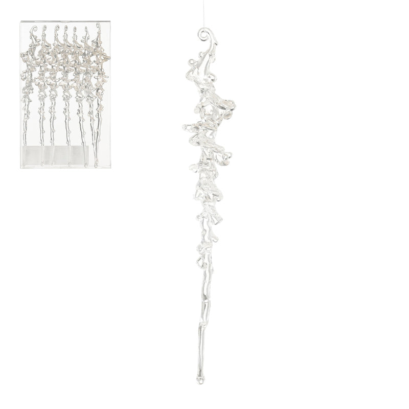 Ornament icicle transparent 7 pieces - h26xd3cm