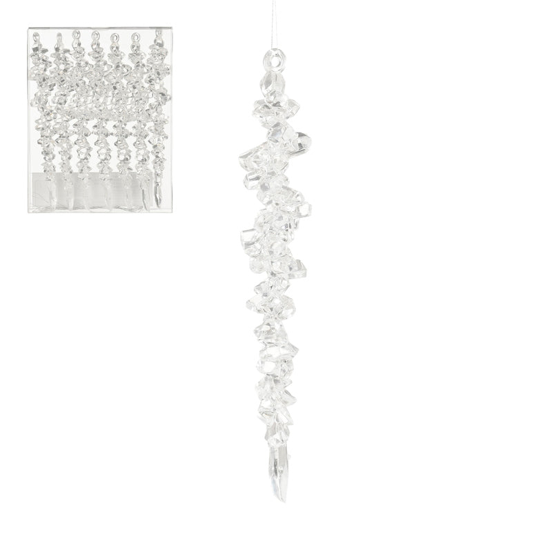 Ornament icicle transparent 7 pieces - h18xd3cm