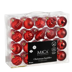 Bauble unbreakable red 40 pieces - d6cm