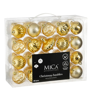 Bauble unbreakable gold 40 pieces - d6cm