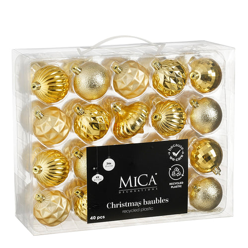 Bauble unbreakable gold 40 pieces - d6cm