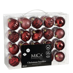 Bauble unbreakable d. red 40 pieces - d6cm
