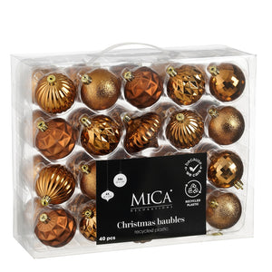 Bauble unbreakable brown 40 pieces - d6cm