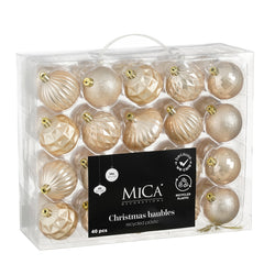 Bauble unbreakable cream 40 pieces - d6cm