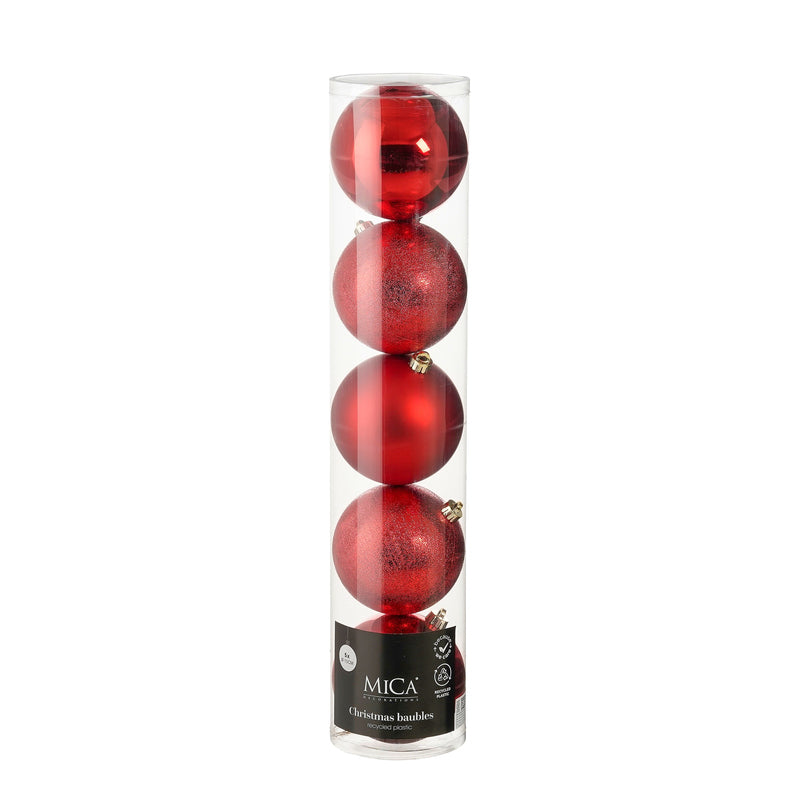 Bauble unbreakable red 5 pieces - d15cm