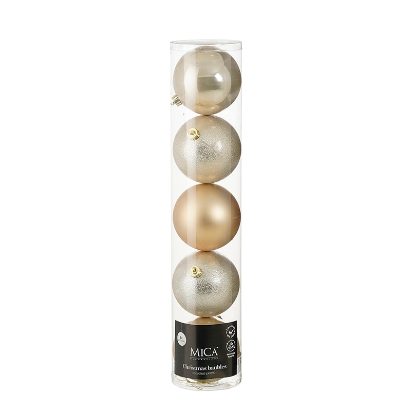 Bauble unbreakable cream 5 pieces - d15cm